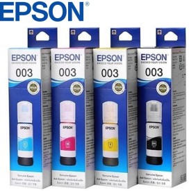 EPSON 003 EcoTank Cyan Yellow Magenta and Black Original Inks bottles