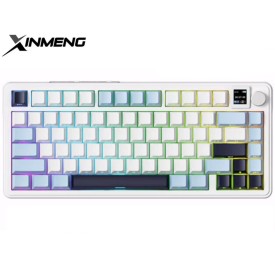SAMA XINMENG M75 Pro TFT Rocket Racoon Display Tri-Mode Gasket Mechanical Keyboard–White Blue