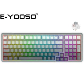 E-Yooso Z-99 TRI-Mode RGB 99-Keys Silverwood Switch Wireless Mechanical Keyboard Grey