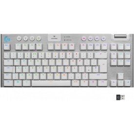 Logitech G915 TKL Tenkyless Lightspeed Wireless RGB Mechanical Gaming Keyboard (Blue switch) White
